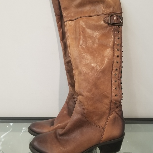 Vince Camuto Leather Knee-High Studded Boots - Picture 4 of 4